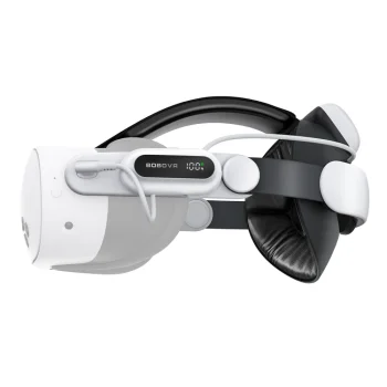 BoboVR E3 Pro galvas stiprinājums ar akumulatoru Meta Quest 3 un 3S, balts un melns