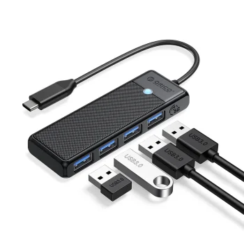 Orico PAPW4A-C3 USB centrmezgls 4x USB-A 3.0 0.15m, melns