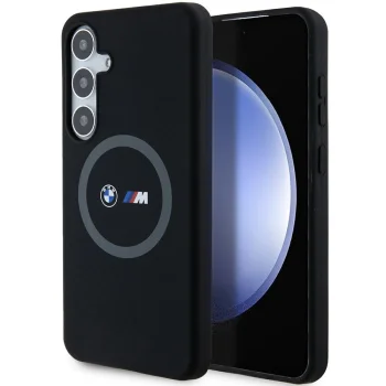 BMW M Silicone Printed Ring MagSafe vāciņš Samsung Galaxy S24+, melns