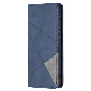Huawei P50 Geometric Pattern Leather Stand Case Cover - Blue | Vāks Maciņš Maks Grāmatiņa Apvalks