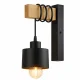 Koka LED sienas lampa industriālā loft stilā guļamistabai, melna un koka