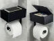 Tualetes Papīra Turētājs ar Salvešu Kastes Plauktu, Melns | Toilet Paper Holder with Tissue Shelf