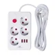 Maclean MCE393 W pagarinātājs ar 4 ligzdām un 3xUSB, 2500W, 3m, balts
