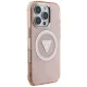 Guess IML Metal Glitter 4G Circle Triangle MagSafe vāciņš iPhone 16 Pro Max, rozā