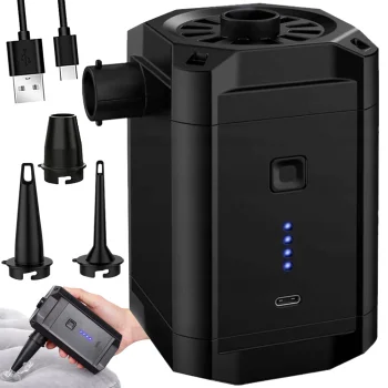 Elektriskais akumulatora sūknis matračiem un baseiniem ar 3 uzgaļiem, USB-C