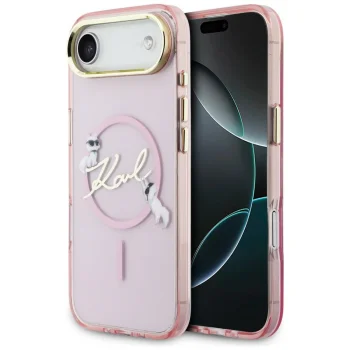 Karl Lagerfeld IML Choupettes Karl Script Logo MagSafe vāciņš priekš iPhone Air, rozā