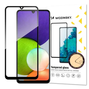 Wozinsky Full Glue rūdītais aizsargstikls Samsung Galaxy A22 4G, melns