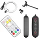LED RGB apaļā lampa 30cm ar statīvu 210cm, melna