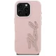 Karl Lagerfeld FW Grained Signature Logo iPhone 16 Pro vāciņš, rozā