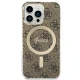 Guess 4G Print MagSafe komplekts iPhone 13 Pro - vāciņš un lādētājs - brūns