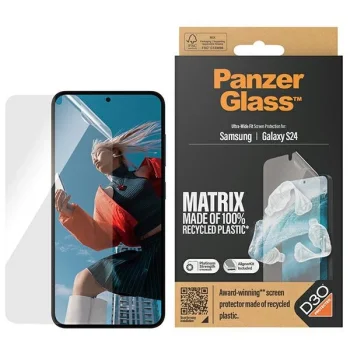 PanzerGlass Ultra-Wide Fit rūdīts stikls ar D3O® aplikatoru priekš Samsung Galaxy S24 | tempered glass with...