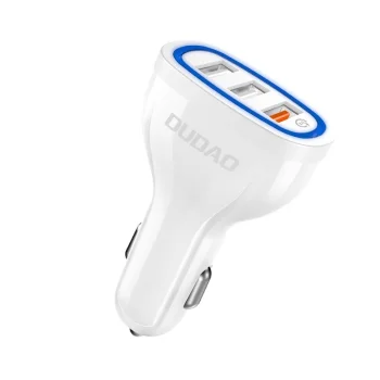Auto lādētājs Dudao R7S 3x USB Quick Charge 3.0 18W 2.4A, balts