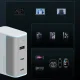 Sienas lādētājs Cuktech AD1003EU 100W GaN 2x USB-C + USB-A ar kabeli, balts