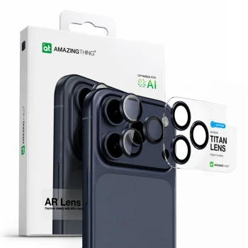 AmazingThing iPhone 17 Pro / 17 Pro Max kameras aizsargstikls Sapphire, zils
