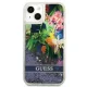 Guess Flower Liquid Glitter vāciņš iPhone 13 mini, zils