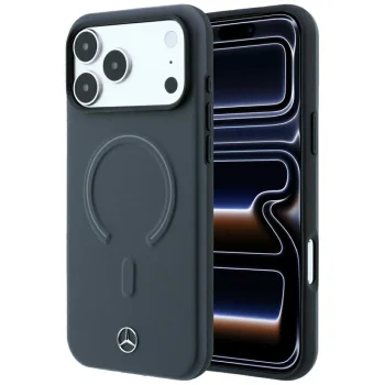 Mercedes Leather 3D MagSafe vāciņš iPhone 18 Pro / 17 Pro, antracīta