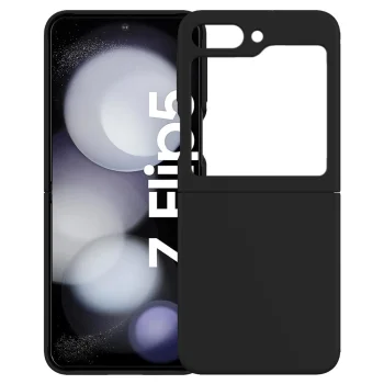 Samsung Galaxy Z Flip 5 ( SM-F731B/DS ) KALEBOL Solid Color Liquid Silicone+PC Case Cover, Black | Telefona Vāciņš...