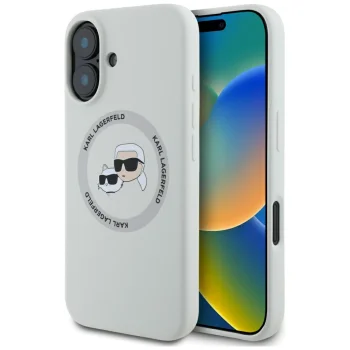 Karl Lagerfeld Silicone Double Heads And Circle MagSafe vāciņš iPhone 16, bēšs