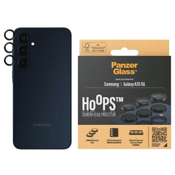 PanzerGlass aproces Camera Protection priekš Samsung Galaxy A35 5G - ar melnu rāmi | Hoops for with Black Frame