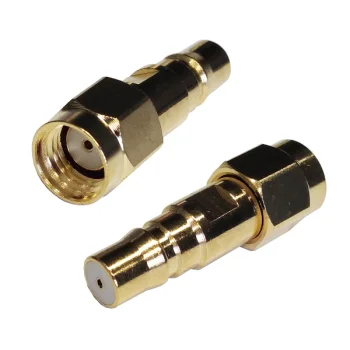 Adapteris RP-SMA male uz QMA female, apzeltīts