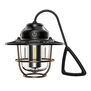 Kempinga lampa Superfire T57, 7 režīmi, USB-C, melna