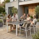 Dārza galds 6 personām 156x78 cm Polywood MultiGarden, pelēks balts