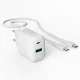 Puro PROLITE 20W USB-A / USB-C tīkla lādētājs + kabelis 1.2m, balts