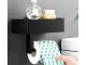 Tualetes Papīra Turētājs ar Salvešu Kastes Plauktu, Melns | Toilet Paper Holder with Tissue Shelf