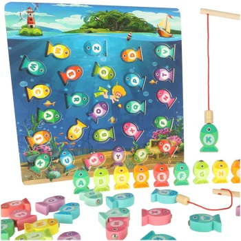 Koka spēle Makšķerēšana Montessori ar magnētiem