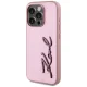 Karl Lagerfeld Wrinkled Metal Signature vāciņš iPhone 15 Pro, Rozā
