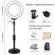 LED riņķa lampa 16cm ar galda statīvu 18-28cm, USB