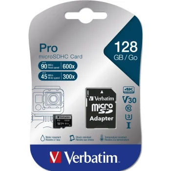 Verbatim Pro microSDXC 128GB UHS-I U3 Class 10 atmiņas karte ar adapteri