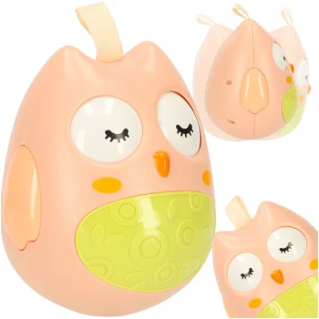 Bērnu Attīstošā Neapgāžamā Taktīlā Maņu Rotaļlieta Grabulis "Pūce", Rozā | Kid's Tumbler Toy Rattle "Owl"