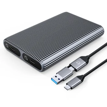 Orico AM2C3-2SN dubultais M.2 SATA un NVMe SSD disku ietvars USB-C 3.2 10Gb/s, pelēks