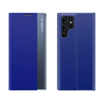 Atverams vāciņš Samsung Galaxy S24 FE ar statīvu, New Sleep Case, zils