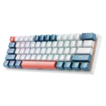 Machenike K500-B61 mehāniskā spēļu tastatūra, Red Switch, balta un zila