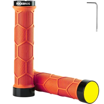 Rockbros 40720007004 velosipēda stūres rokturi ar atstarotājiem, oranži