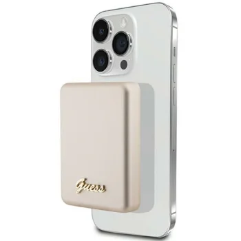 Guess Metal Script Logo MagSafe ārējais akumulators 15W 5000mAh, zelta