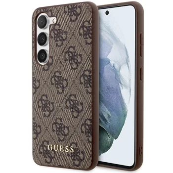 Guess 4G Metal Gold Logo vāciņš Samsung Galaxy S23, brūns