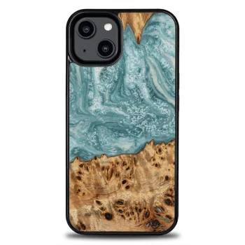 Bewood iPhone 15 Plus vāciņš Unique Uranus koka un sveķu, zils/balts