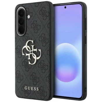 Guess Leather 4G Metal Logo vāciņš priekš Samsung Galaxy A57 5G, melns