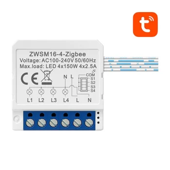 Avatto ZWSM16-W4 viedais slēdža modulis, 4 kanāli, ZigBee, TUYA