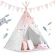 Bērnu Telts Tipi ar Gaismas Virteni Nukido, Rozā krāsā | Baby Tipi Tent with Light Garland