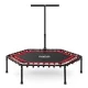 Neo-Sport Fitness Batuts ar Rokturi, 127 cm, Sešstūra, Sarkans