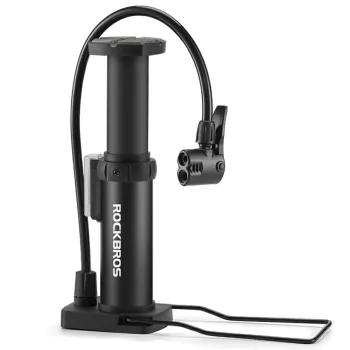 Kāju velosipēda sūknis Rockbros 4522L ar AV/FV uzgali, 100 PSI, melns