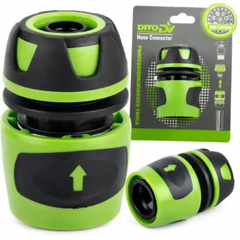 Dārza šļūtenes ātrais savienotājs 1/2" DIVODV, zaļš/melns