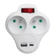 Maclean sadalītājs ar 2 rozetēm, slēdzi un USB A/C 2.4A, balts