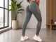 Sieviešu sporta legingi ar augsto jostasvietu un push-up efektu, pelēki, L/XL