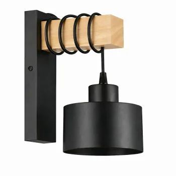 Koka sienas lampa E27 Loft stila, melna