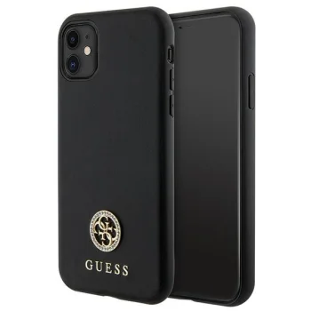 Guess 4G Strass Metal Logo vāciņš Apple iPhone 11 / XR - Melns